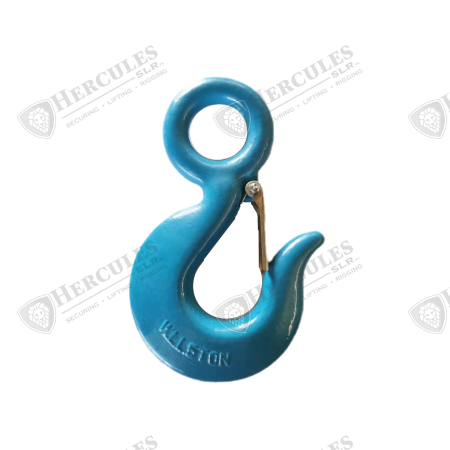 HOOK 10T EYE W/LATCH BLUE CARBON