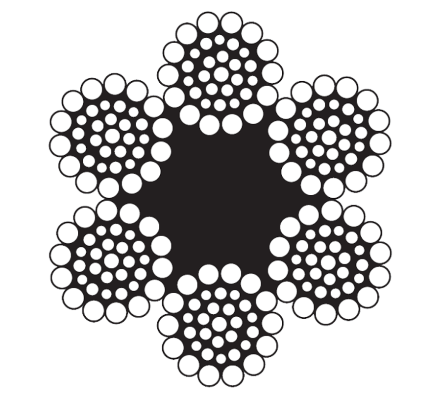 WIRE ROPE 5/8 6X36 FC RRL GALV