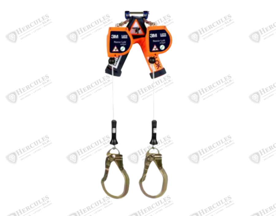 3M™ DBI-SALA® Nano-Lok™ Edge Twin-Leg Self Retracting Lifeline, 3500234, cable, quick connect, 8 ft (2.4 m)