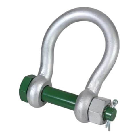 G-4263, Green Pin BigMouth® Bow Shackle BN, Grade 8 bow shackle with safety bolt and wider shackle mouth,ASGHMB38