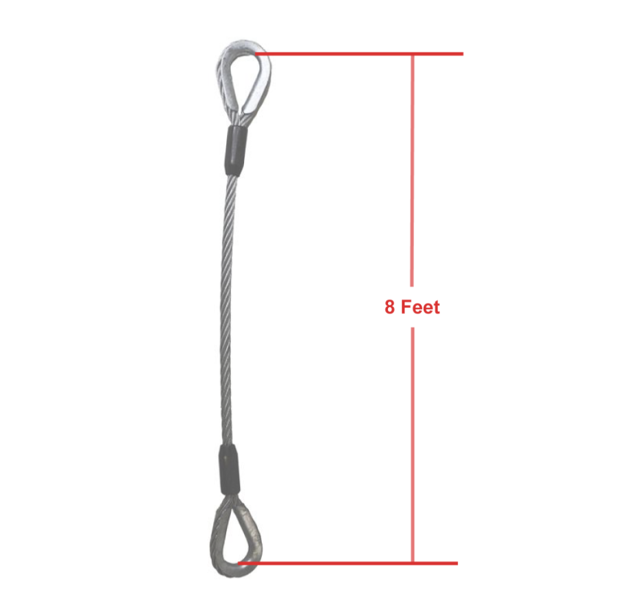 ÉLINGUE EN FIL 1/2'' X 8' AVEC ŒILLETS STANDARDS DE 8'' À CHAQUE EXTRÉMITÉ