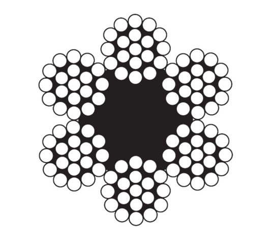 WIRE ROPE 5/8 6/19 FC RRL GR1770 GALV GR