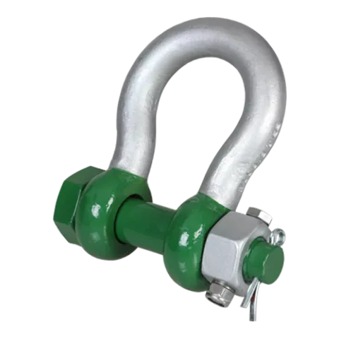 G-5143, Green Pin Polar® Bow Shackle FN, Grade 8 bow shackle with safety bolt and fixed nut for use under low temperatures,POGHMB65FN - Hercules Lifting