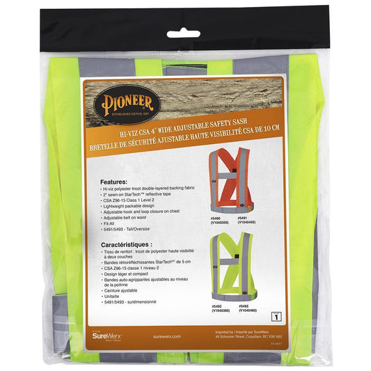 SASH SAF UNIV HI-VIZ YEL/GRN 6 TO 7IN - Work Clothing - Hercules Lifting