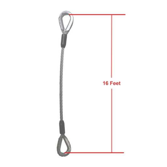 WIRE SLING 1/4'' X 16' C/W 4'' STANDARD EYES EACH END